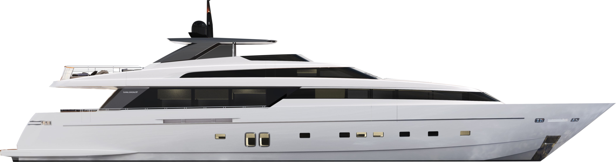 Large yacht on transparent background